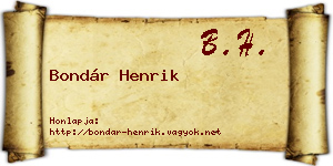 Bondár Henrik névjegykártya