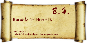 Bondár Henrik névjegykártya